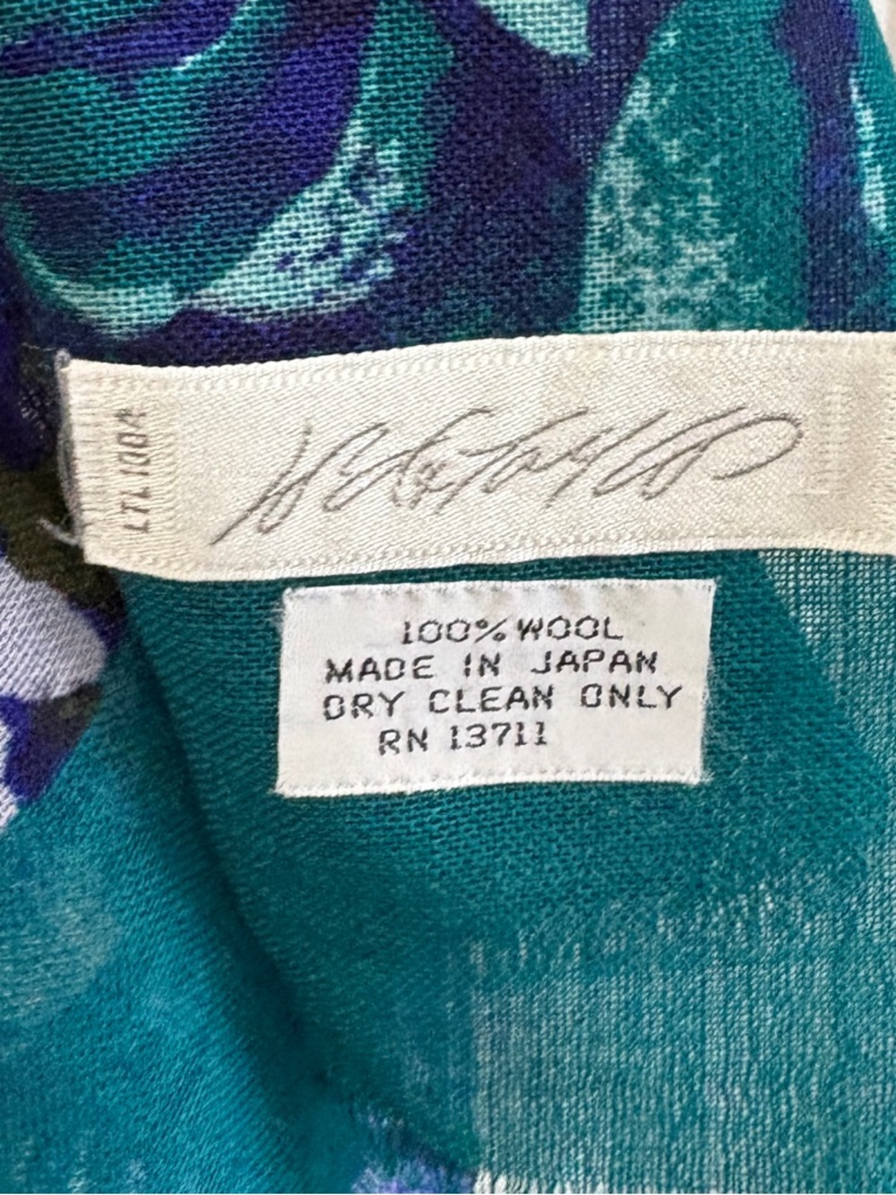 Whimsigoth floral vintage girly Japanese teal square scarf top - Picture 7 of 7